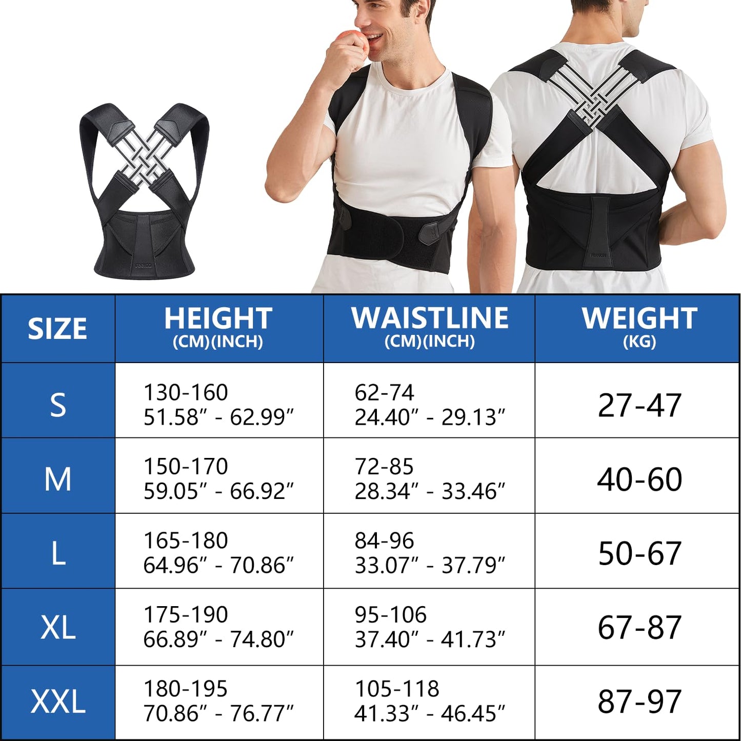 Back Posture Corrector | Adjustable Cross-Strap Design | Breathable, Invisible Under Clothing