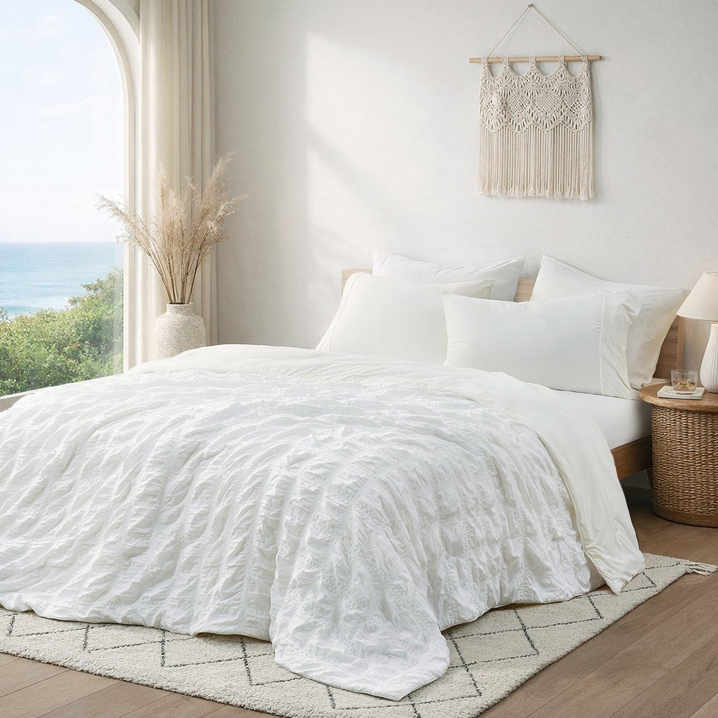 Cooling Comforter | Advanced Airflow | Lightweight Seersucker Fabric & Plaid | For Hot Sleepers