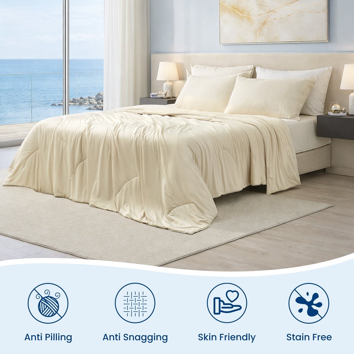 Cooling Comforter | Advanced Cooling Fabric | Double-Sided Design | Year-Round Comfort