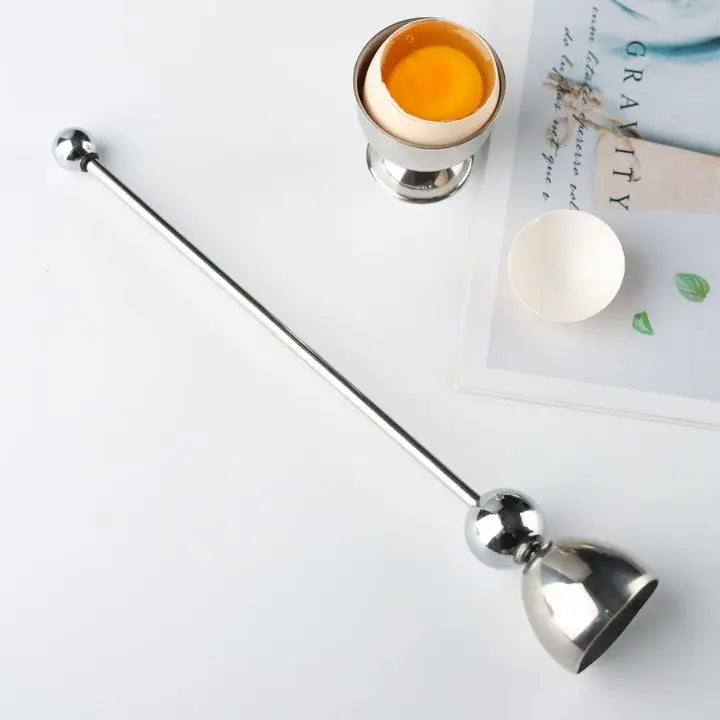 Egg Opener Tool | Precision Gravity Crack | Stainless Steel & 2-Piece Set | Dishwasher Safe
