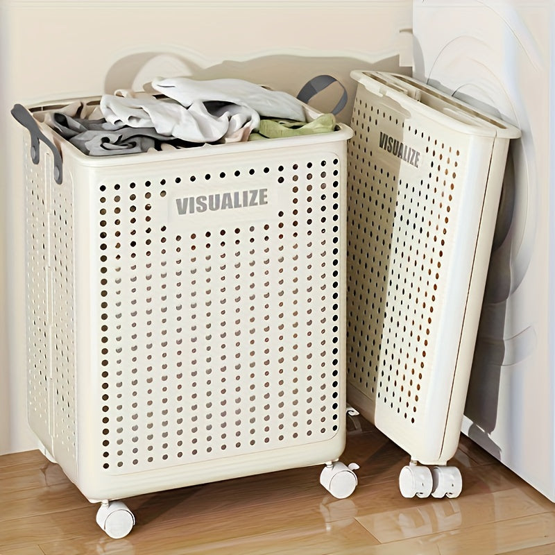 Foldable Laundry Basket | Castor Wheels | Large Capacity & Space-Saving