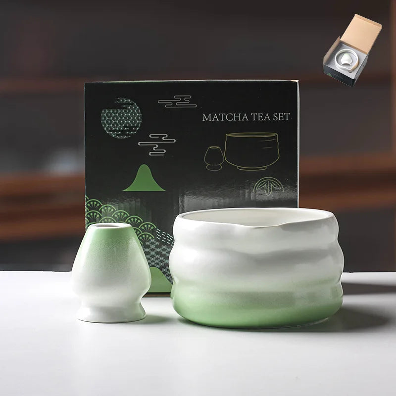 Matcha Bowl Set | Ceramic 550ml Bowl with Pouring Spout | Includes Whisk Holder