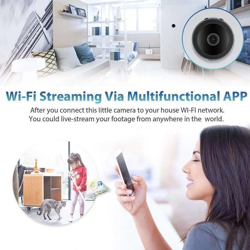 Mini WiFi Security Camera | 1080p HD & Night Vision | Magnetic Mount & Wide Angle