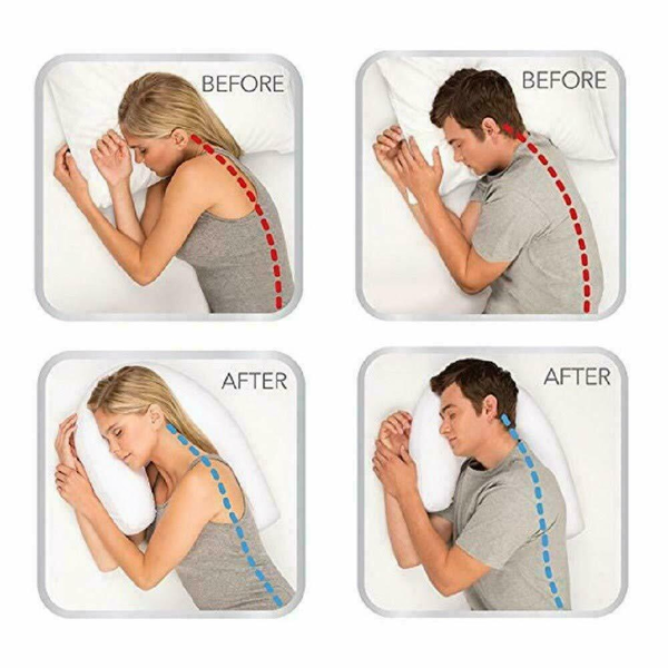 Orthopedic Side Sleeper Pillow | Ergonomic Contour & Ear Cutout | Plush Cover, Machine-Washable