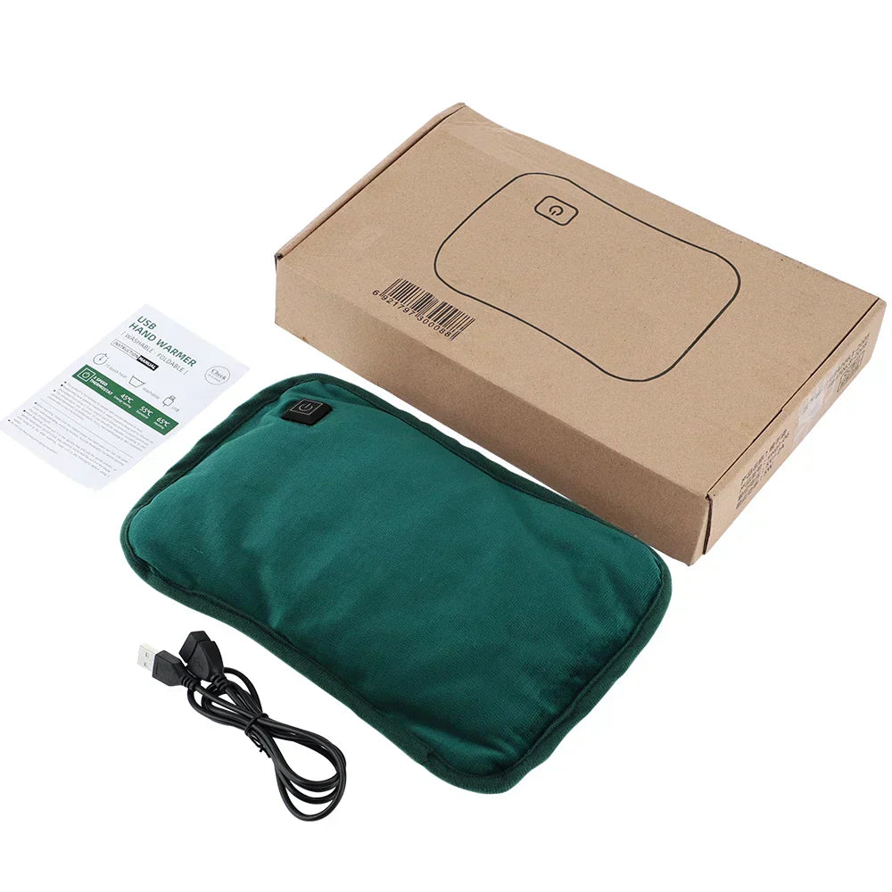 Portable Heating Pad for Hands & Stomach | USB Rechargeable & Quick-Heating | Plush Cover, 30 x 20 cm