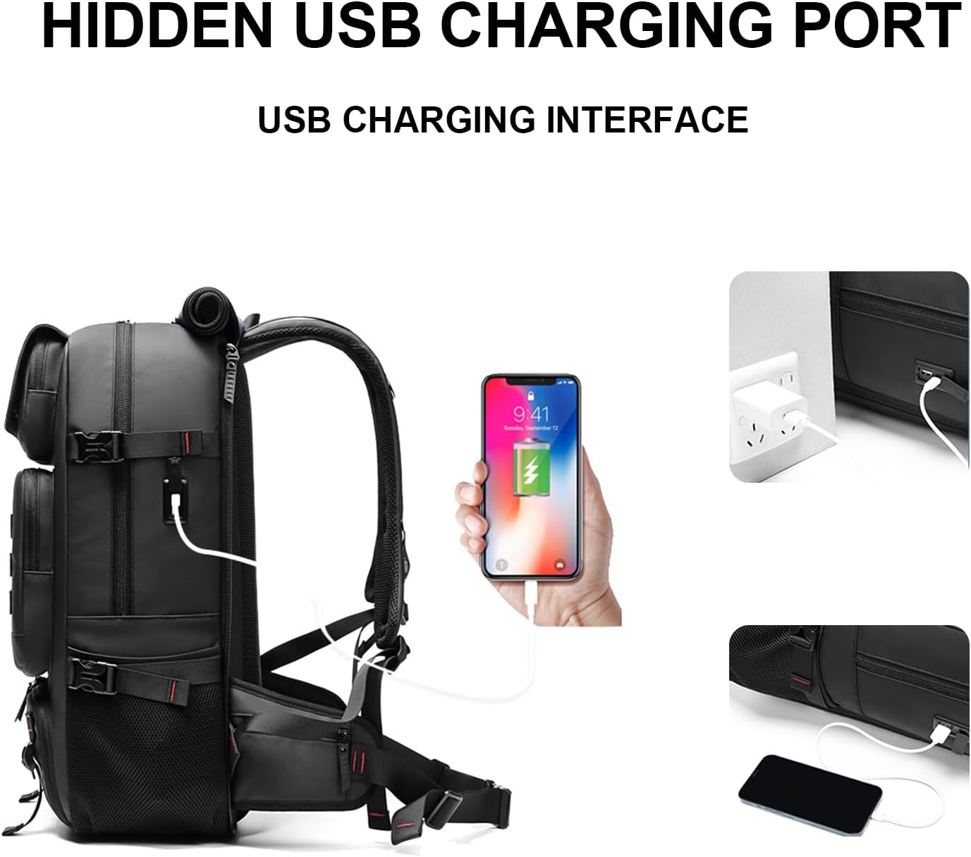 Travel Backpack | 50L Waterproof Design | USB Charging Port | Shoe Compartment & Anti-Theft