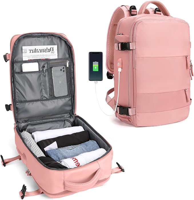 Travel Backpack | Built-In USB Charging Port | Water-Resistant Nylon | Comfortable Fit