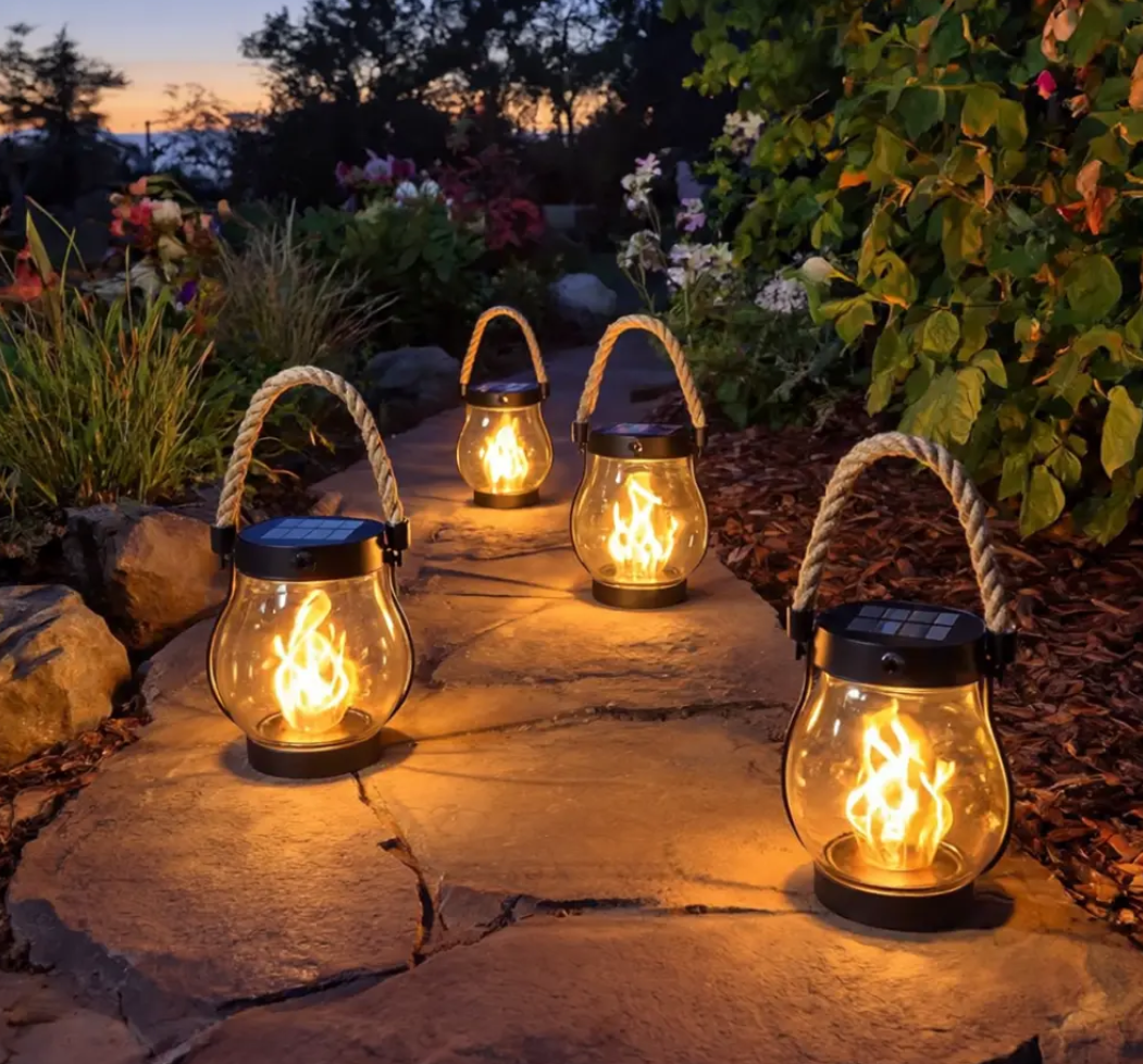 USB-C Rechargeable Rope Lantern | Light-Sensing Auto On/Off | Hemp Rope Handle | 12 cm Diameter