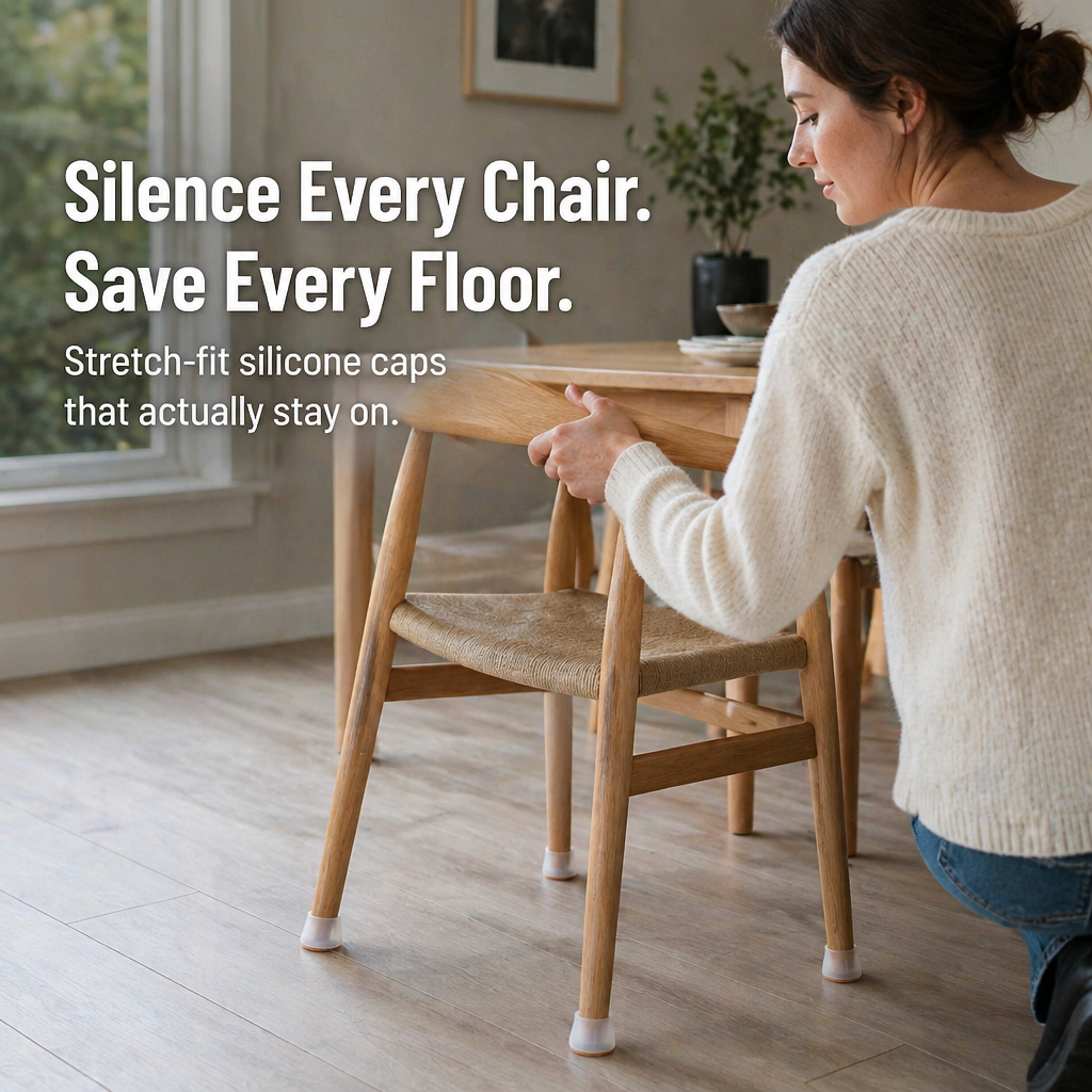 SilencioGuard™ — Glide Chairs Silently and Shield Your Floors from Every Scratch