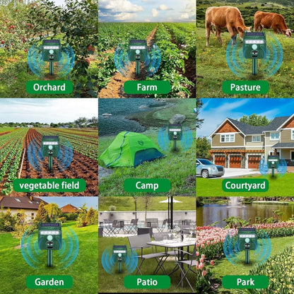 Solar-Powered Ultrasonic Animal Repellent for Garden Use