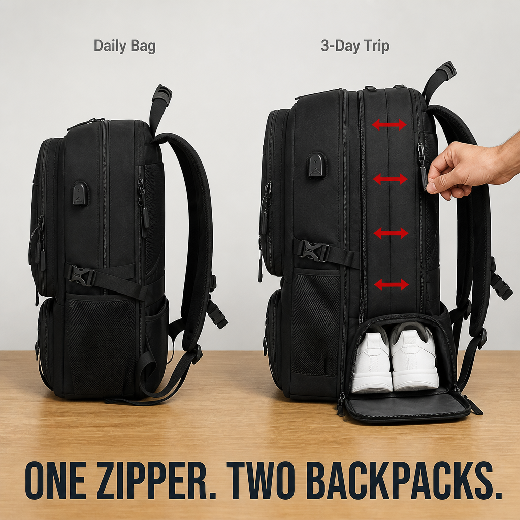 VeriTrek™ Expandable Backpack — Travel Light, Expand Space, Conquer Every Trip with Confidence
