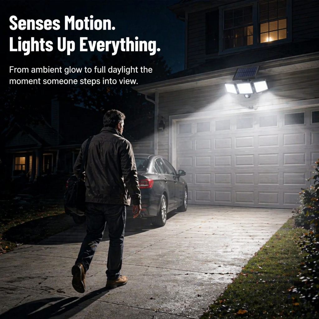 LumaRay™ — Brighten Every Shadowy Spot With 270° Motion-Activated Solar Lighting
