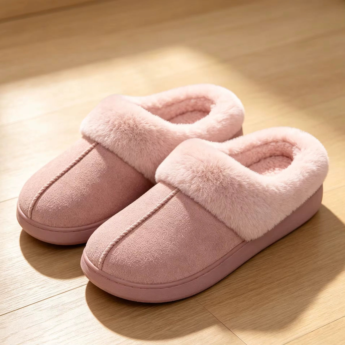 Slippers Faux-Fur Lined Memory Foam & Slip-Resistant