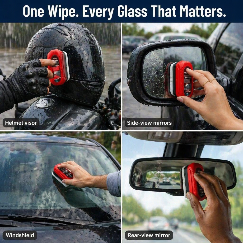 ClearVue™ Glide — Instantly Clear Rain-Slicked Glass for Safer, Stress-Free Night Drives