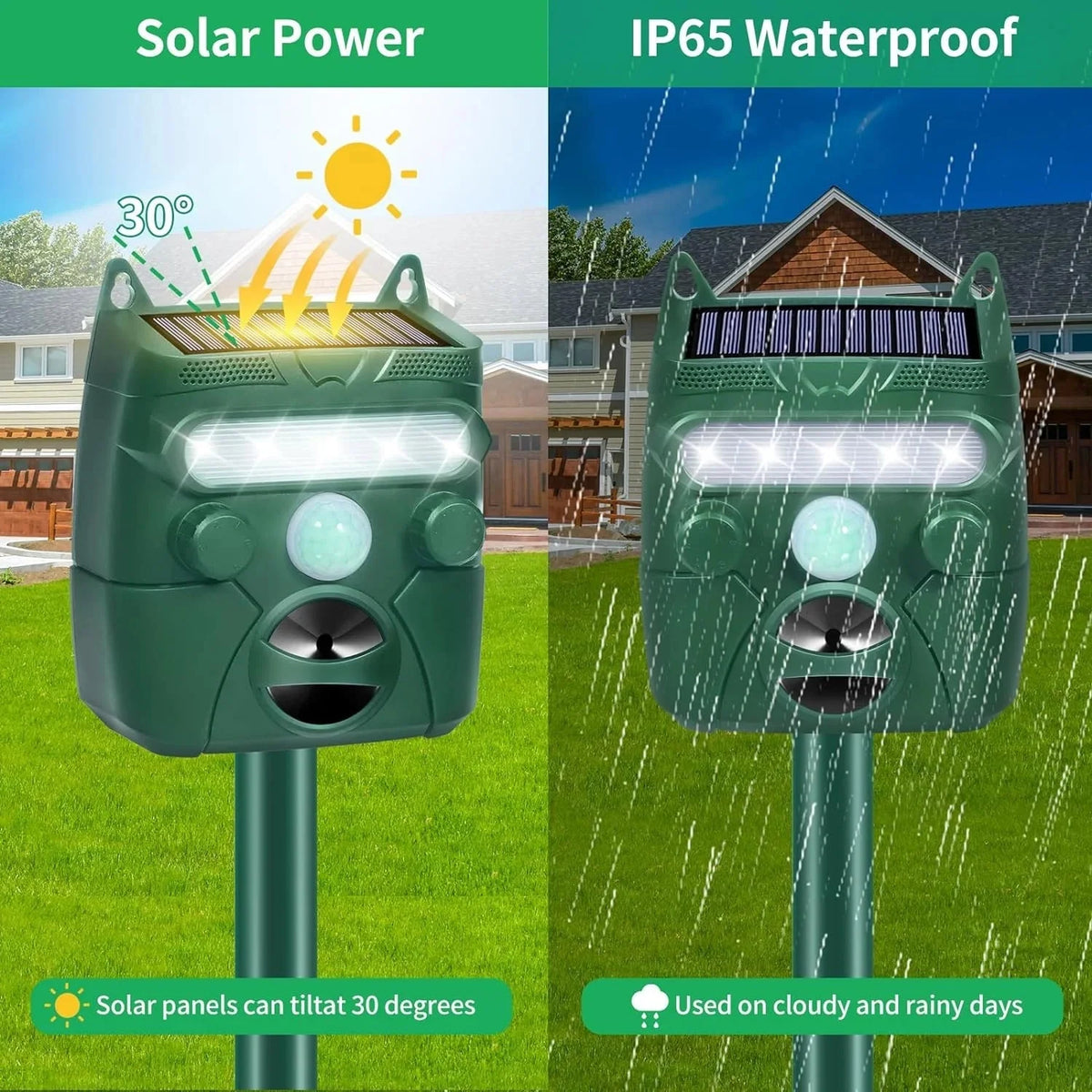 Solar-Powered Ultrasonic Animal Repellent for Garden Use