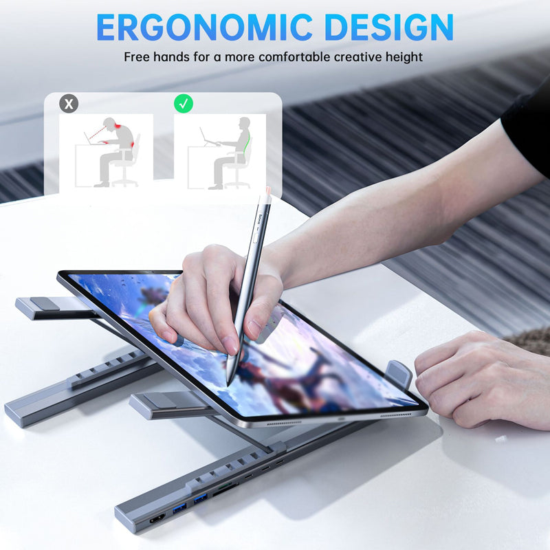 VoltEdge™ 8-Port Docking Station & Adjustable Stand — Crush Neck Pain and Command Your Workspace with Ultimate Power and Focus