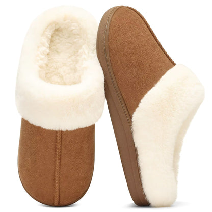 Slippers Faux-Fur Lined Memory Foam & Slip-Resistant