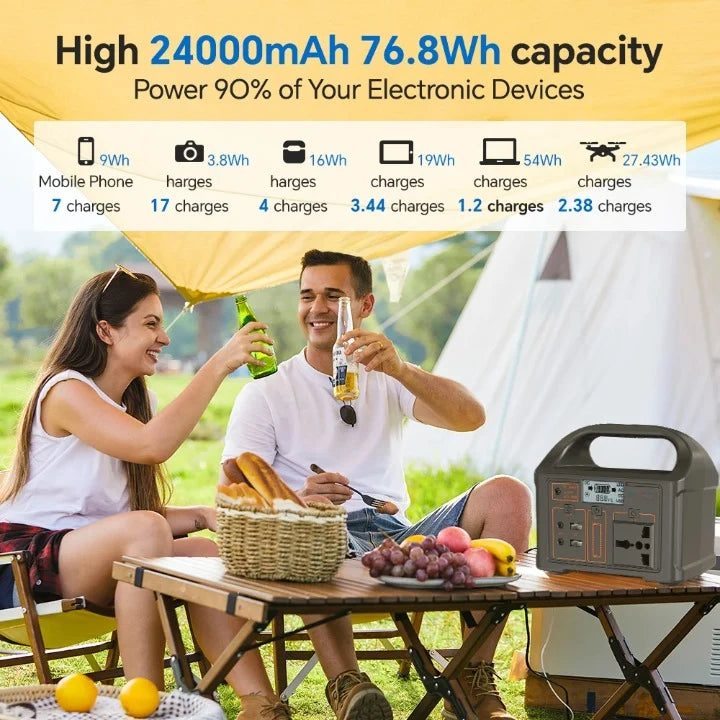 100W Portable Power Station with 24,000mAh LiFePO4 Battery