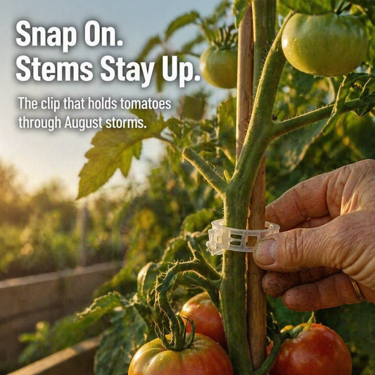 VerdiClip™ — Keep Tomatoes Upright, Skip the Twist Ties, Protect Every Stem from Breaking