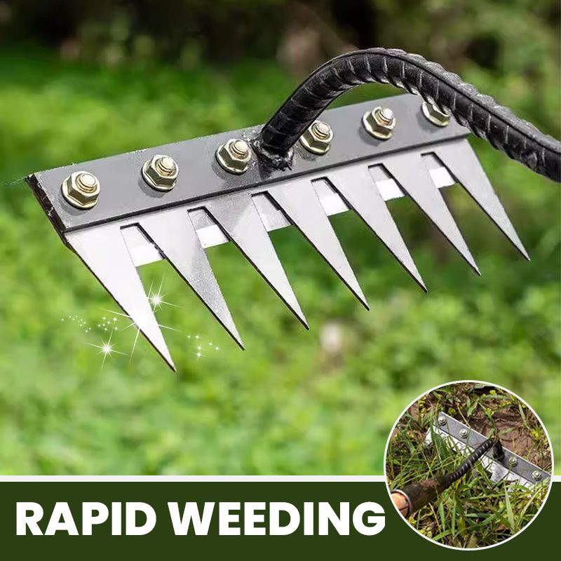 TerraClaw™ Carbon Steel Weed Rake — Slash Weeds Fast While Protecting Every Root for a Thriving Garden