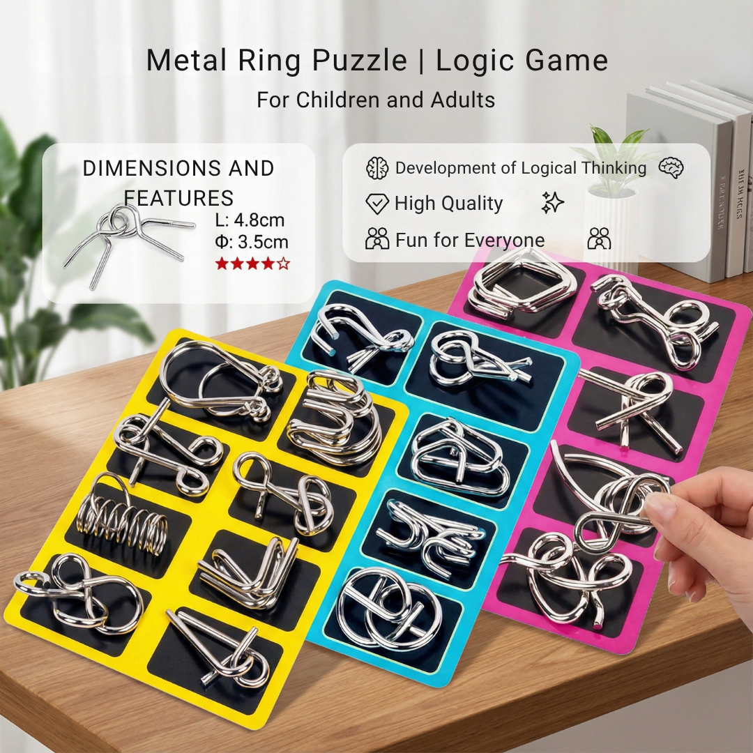 NeuroLuxe™ Metal Ring Puzzle Set — Ignite Your Mind Anytime, Anywhere, and Crush Every Challenge