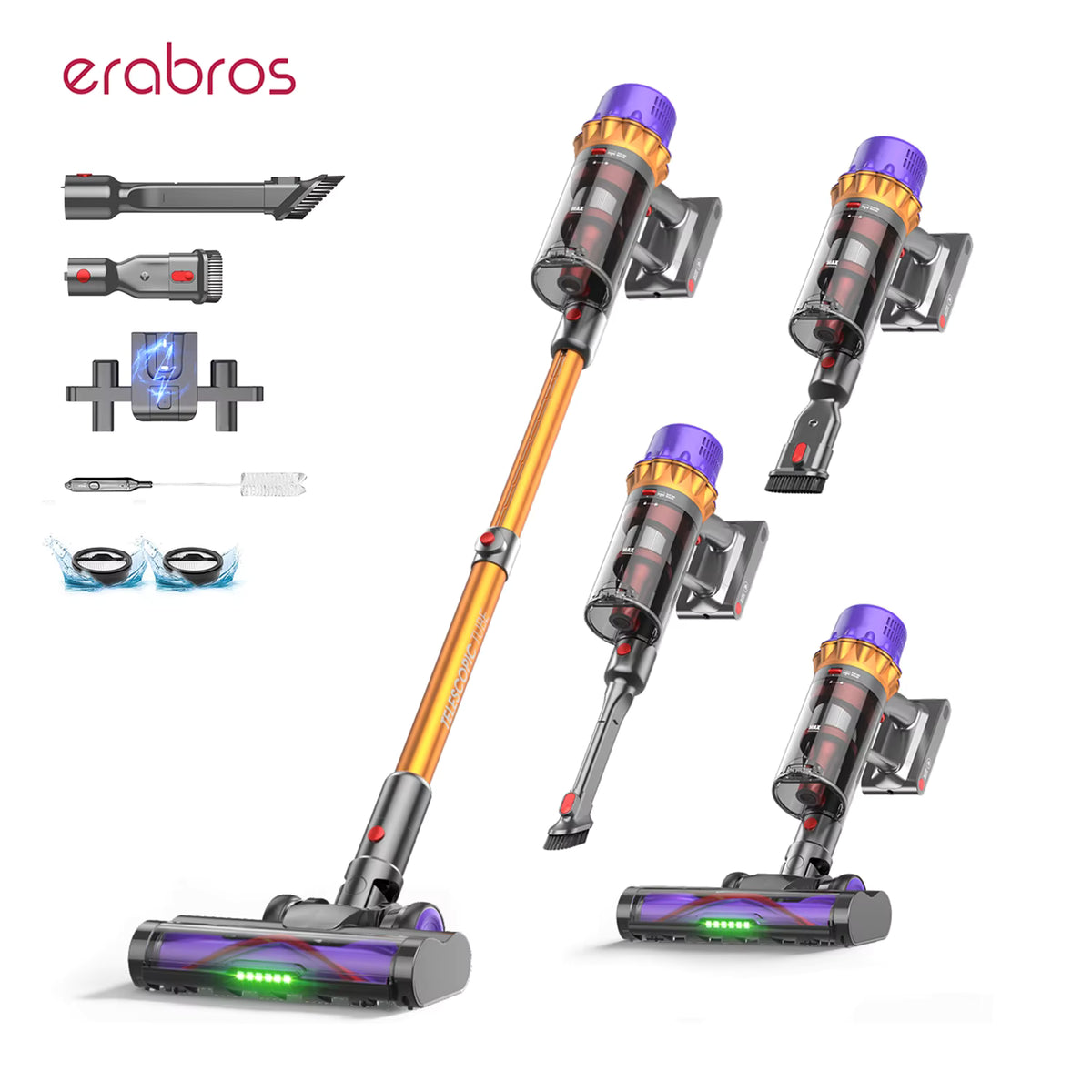 Cordless Vacuum Brushless Motor Turbo Suction 80 Min Runtime