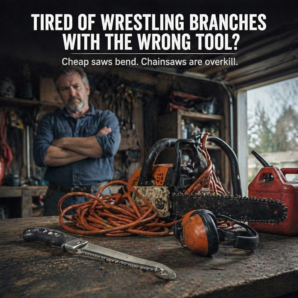 BranchBoss™ — Cut 35cm Branches Cordlessly and Quietly in Seconds