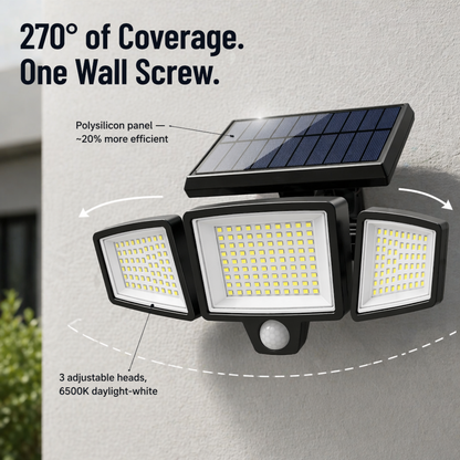 LumaRay™ — Brighten Every Shadowy Spot With 270° Motion-Activated Solar Lighting