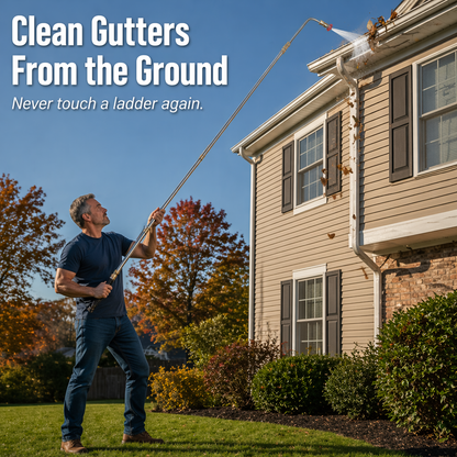 SkySweep™ — Eliminate Gutters, Siding & Upstairs Dirt Without Using a Ladder