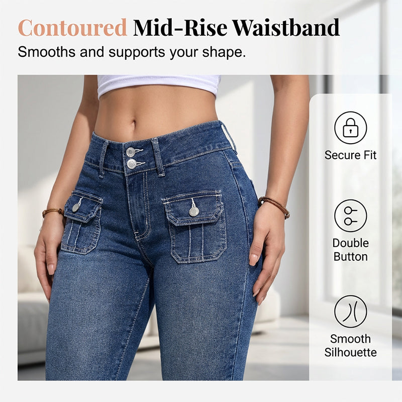 LibraSkin™ – Stretch Denim Capris with Mid-Rise Waist for Curve Sculpting