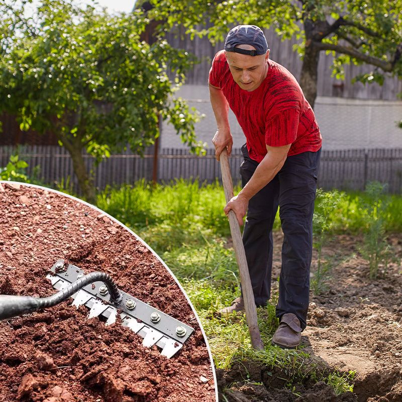 TerraClaw™ Carbon Steel Weed Rake — Slash Weeds Fast While Protecting Every Root for a Thriving Garden