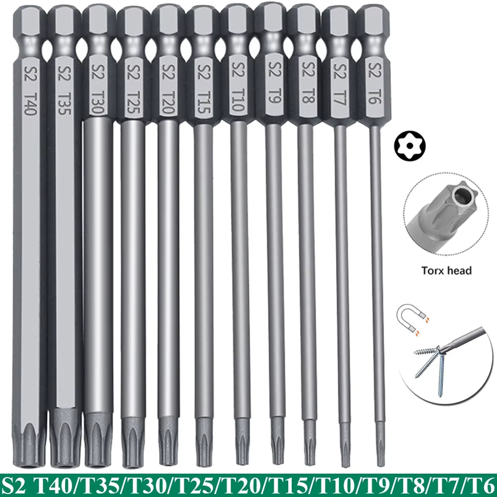 Torx Security Bit Set Tamper-Proof S2 Shock-Resistant Magnetic 11-Piece