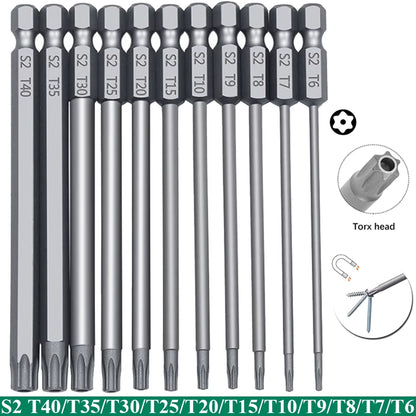 Torx Security Bit Set Tamper-Proof S2 Shock-Resistant Magnetic 11-Piece