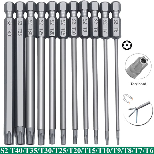 Torx Security Bit Set Tamper-Proof S2 Shock-Resistant Magnetic 11-Piece