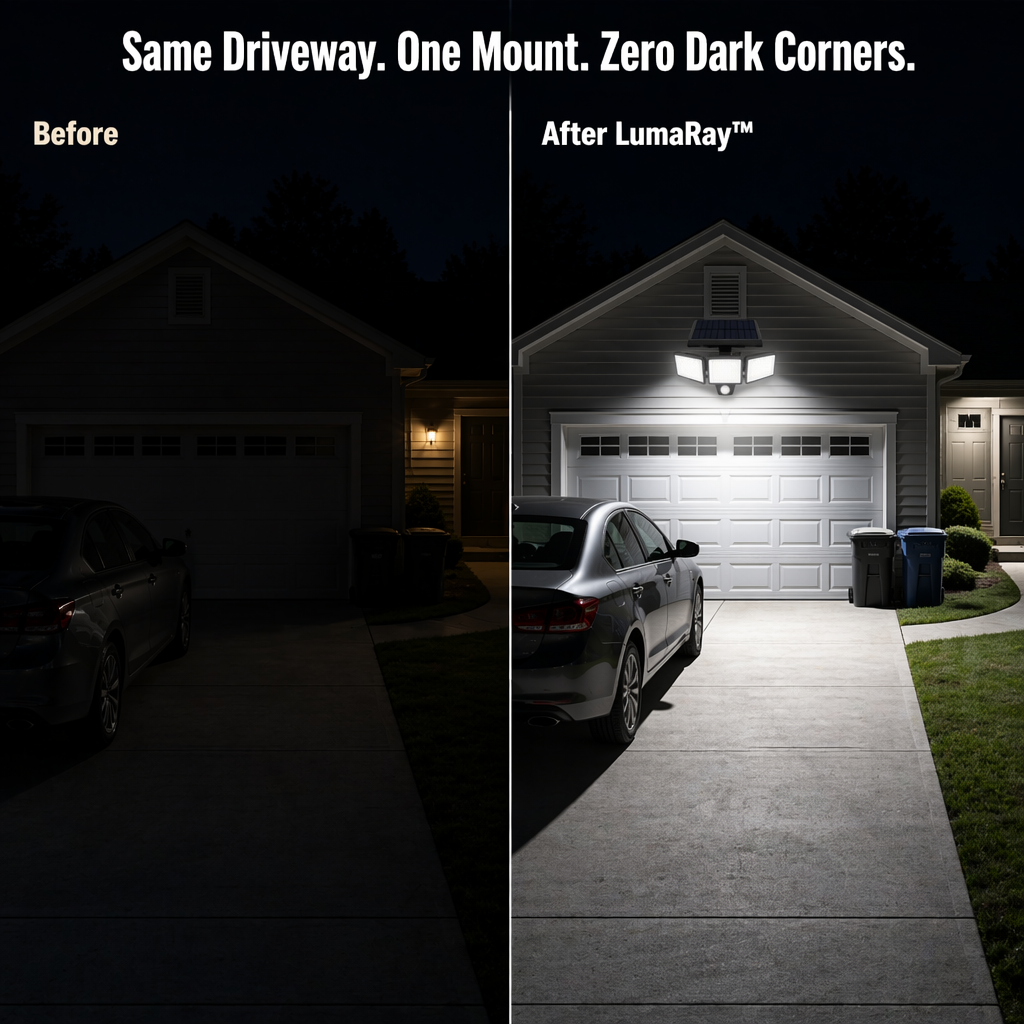 LumaRay™ — Brighten Every Shadowy Spot With 270° Motion-Activated Solar Lighting