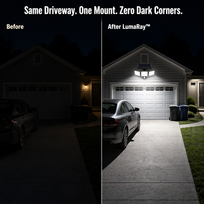 LumaRay™ — Brighten Every Shadowy Spot With 270° Motion-Activated Solar Lighting