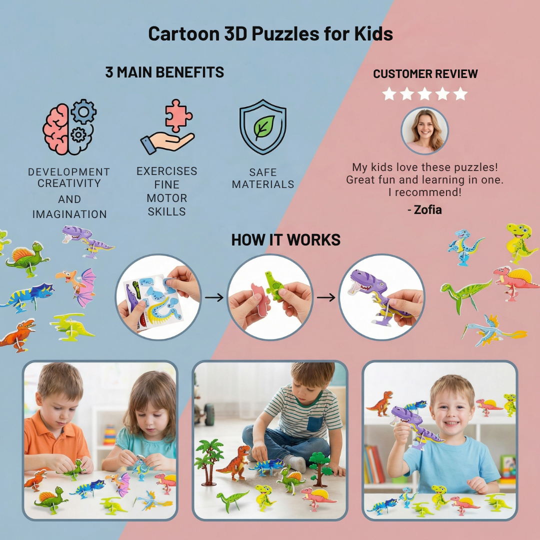 ImagineWorx™ 3D Puzzle Set — Ignite Creativity and Confidence with Every Colorful Snap
