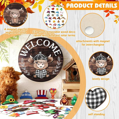 MagneMoo™ Highland Cow Sign — Transform Your Entryway Into a Joyful, Ever-Changing Celebration Centerpiece