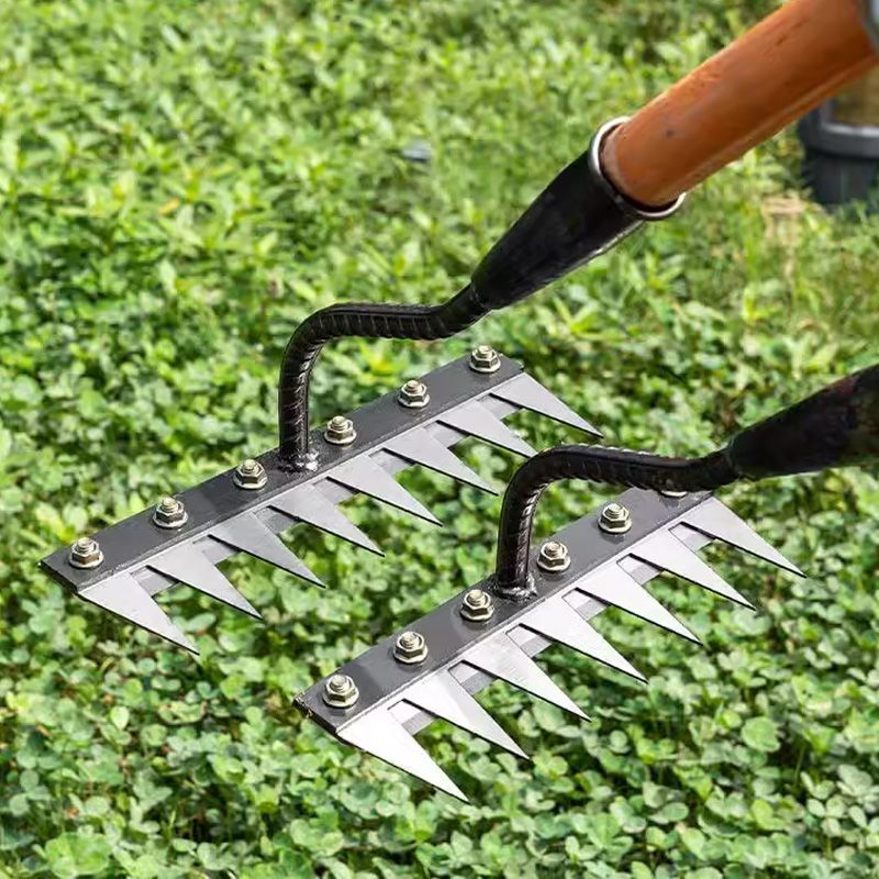TerraClaw™ Carbon Steel Weed Rake — Slash Weeds Fast While Protecting Every Root for a Thriving Garden