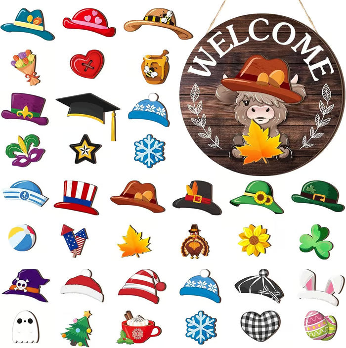 MagneMoo™ Highland Cow Sign — Transform Your Entryway Into a Joyful, Ever-Changing Celebration Centerpiece