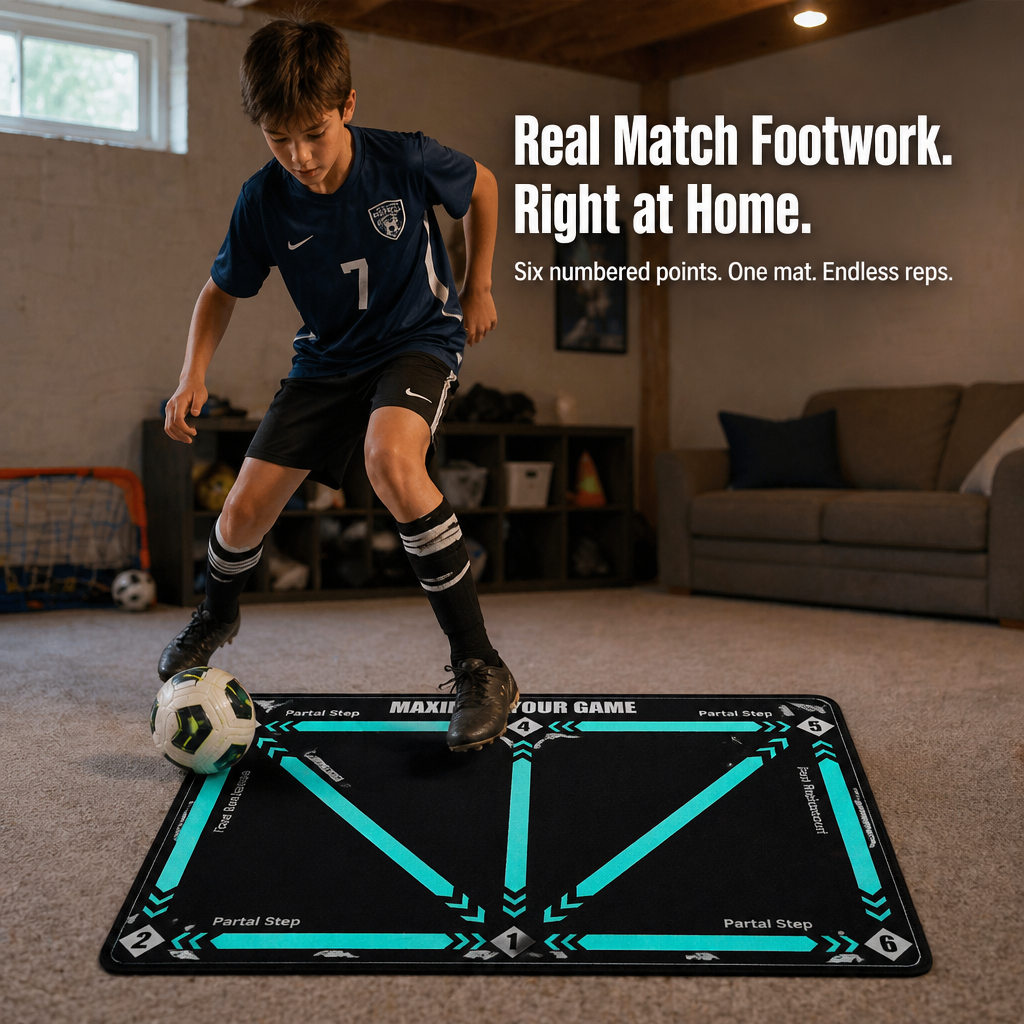 StrideMaster™ — Practice Genuine Match Footwork Directly on Your Living Room Floor