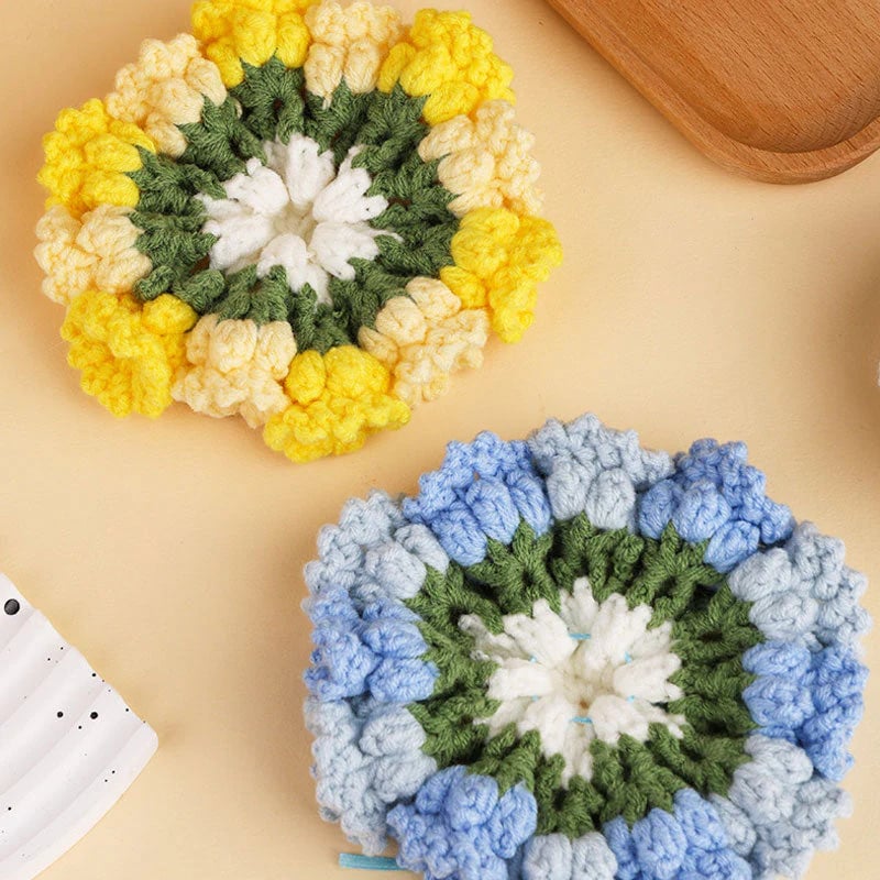 BloomAura™ Crochet Coaster Kit — Craft Vibrant Floral Art That Lights Up Your Home and Heart