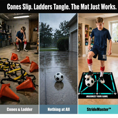 StrideMaster™ — Practice Genuine Match Footwork Directly on Your Living Room Floor