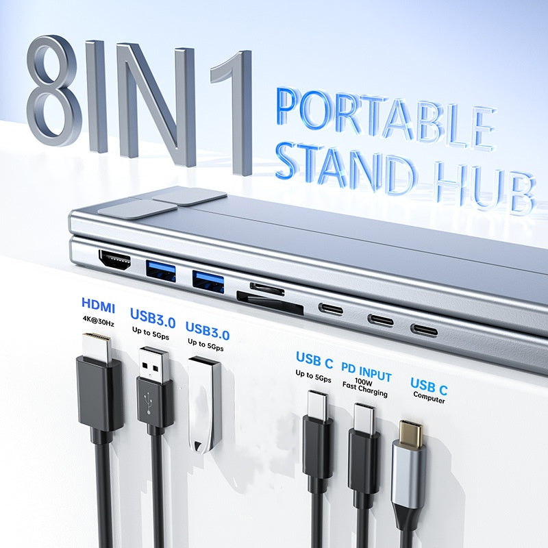 VoltEdge™ 8-Port Docking Station & Adjustable Stand — Crush Neck Pain and Command Your Workspace with Ultimate Power and Focus