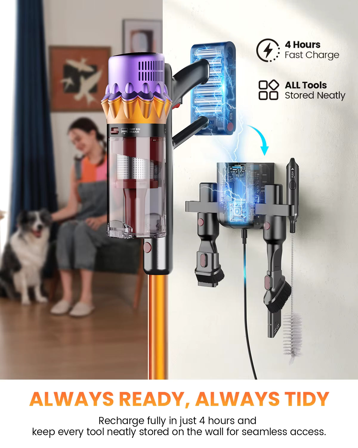 Cordless Vacuum Brushless Motor Turbo Suction 80 Min Runtime