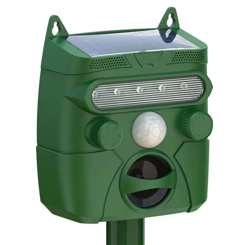 Solar-Powered Ultrasonic Animal Repellent for Garden Use