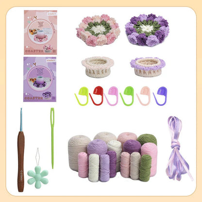 BloomAura™ Crochet Coaster Kit — Craft Vibrant Floral Art That Lights Up Your Home and Heart