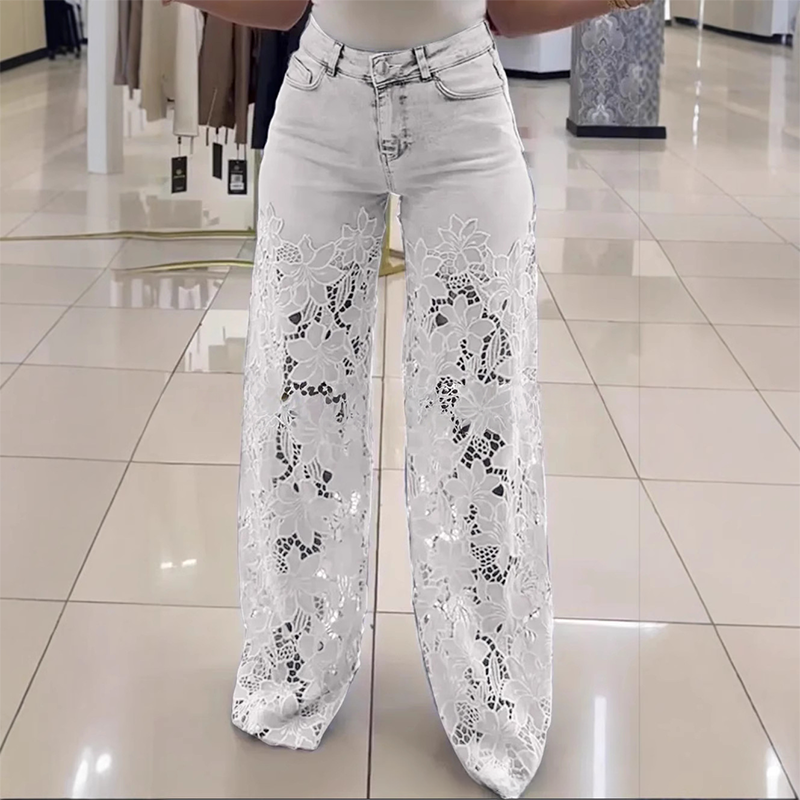 LioraLuxe™ — Command Attention in Lace-Trimmed Wide-Leg Denim You'll Truly Wear
