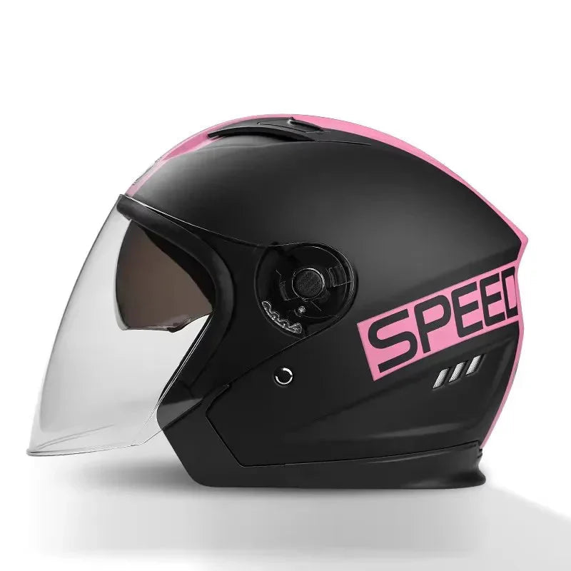 3/4 Open-Face Motorcycle Helmet | Retro | Dual-Lens Visor & Anti-Fog | Fits 56-62 cm