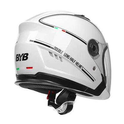 3/4 Open-Face Motorcycle Helmet | Retro | Dual-Lens Visor & Anti-Fog | Fits 56-62 cm